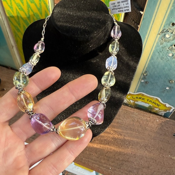 MULTI STONES HAND CRAFTED NUGGETS SHAPE GEMSTONE BEADS NECKLACE!!! - Picture 6 of 15